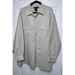 George Foreman Men's Long Sleeve Button Up Beige Suede Pocket Shirt Size 3X/Big